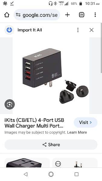 ikits 4 USB port travel charger 8