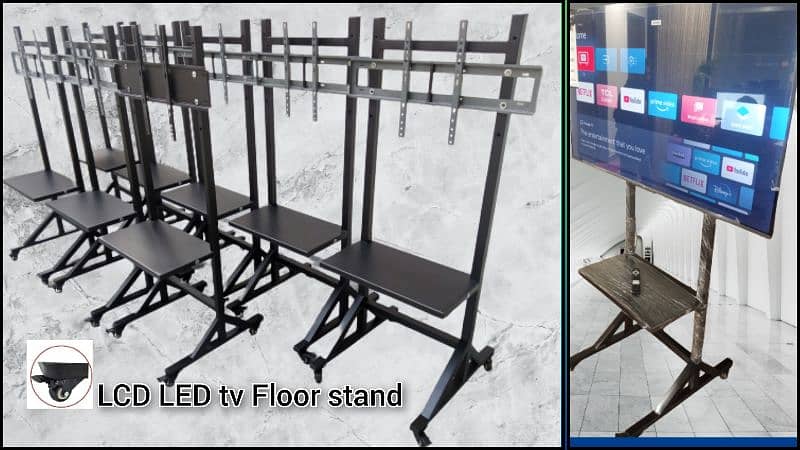 LCD LED tv stand with wheels & shelf For office home school event expo 2
