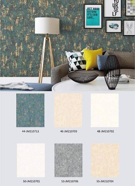 Room Wallpaper, Vinyl Floor, Artificial Grass, window blinds. 1