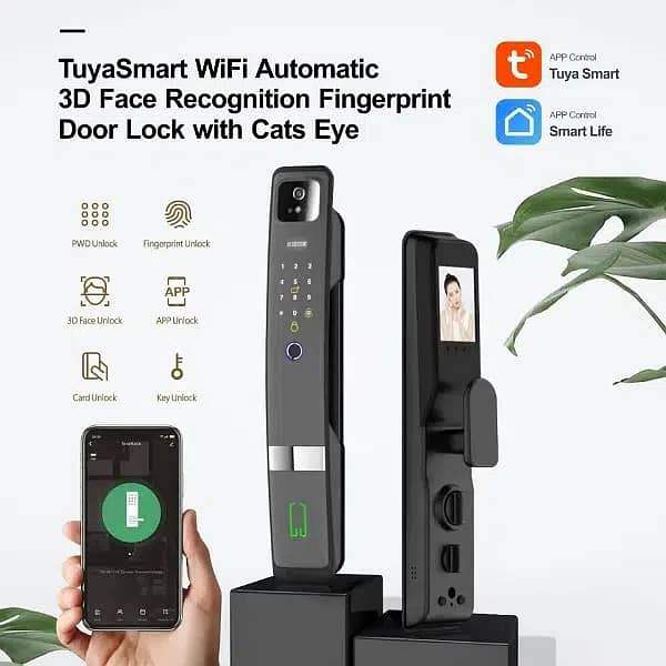 Smart Wifi Fingerprint wooden,  glass door lock 0