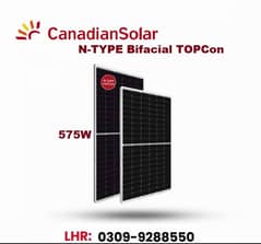 Canadian 575 Watt Topcon Bifacial  N-TYPE A-GRADE WITH DOCUMENT