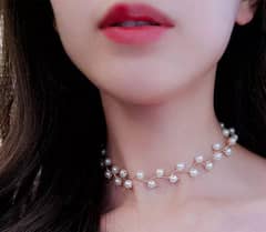 Aloy gold plated pearl ston  choker