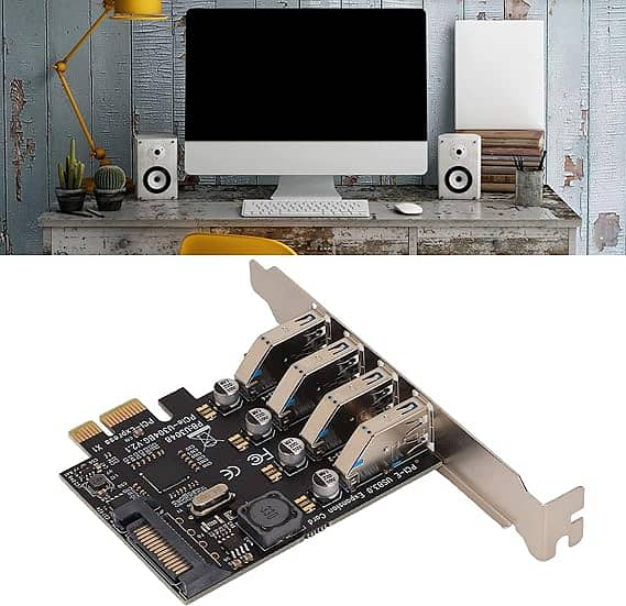 4 Port PCIe to USB 3.0 Expansion Card, PCIe USB 3.0 Adapter 5Gbps High 1