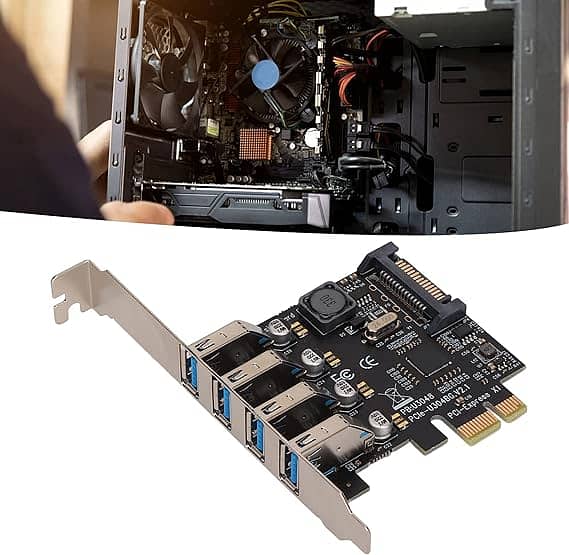 4 Port PCIe to USB 3.0 Expansion Card, PCIe USB 3.0 Adapter 5Gbps High 4