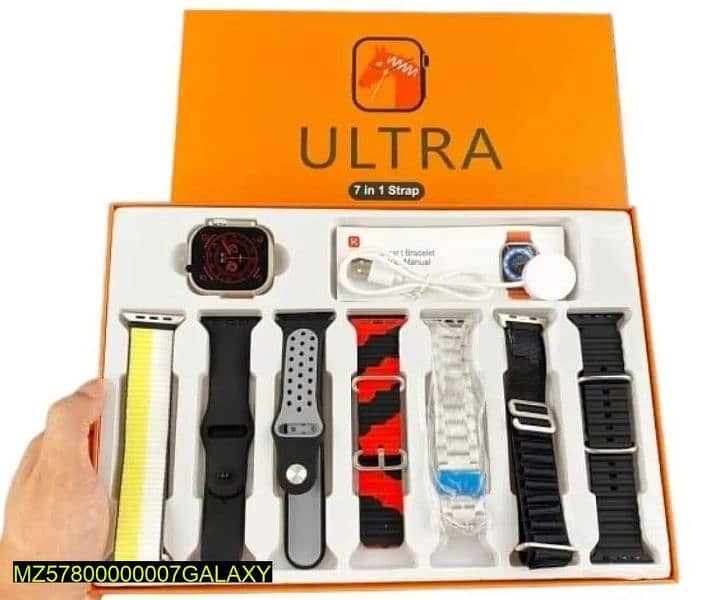 7 in 1 ultra smart watch with 7 straps and wireless charger 0