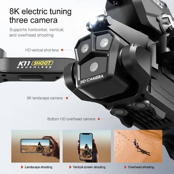 K11 Max Drone Water Bombs Brushless Motor GPS Return 4KHD Three Camera 3