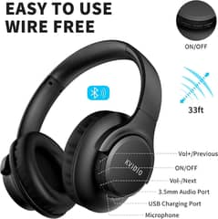 KVIDIO Bluetooth Headphones Over Ear, 55  Adjustable headband and flex