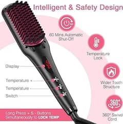 Enhanced Ceramic Hair Straightener Brush by MiroPure, 2-in-1 Ionic