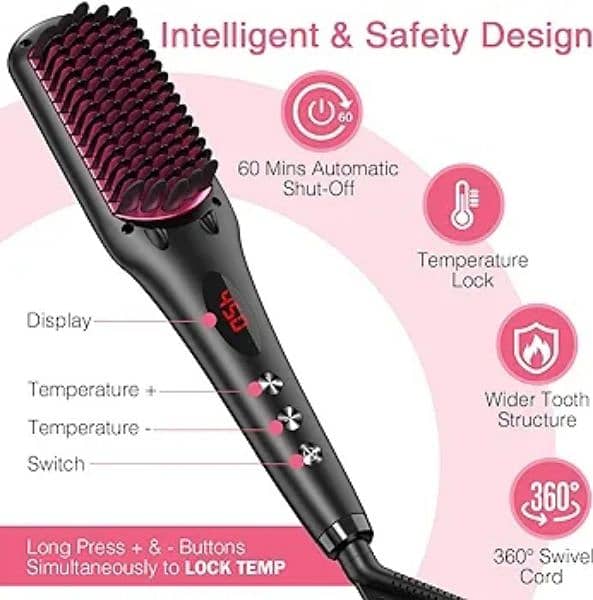 Enhanced Ceramic Hair Straightener Brush by MiroPure, 2-in-1 Ionic 0