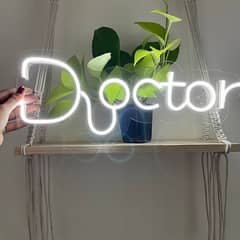 size 2×1 Doctor neon sign with power adopter  and hanging chain