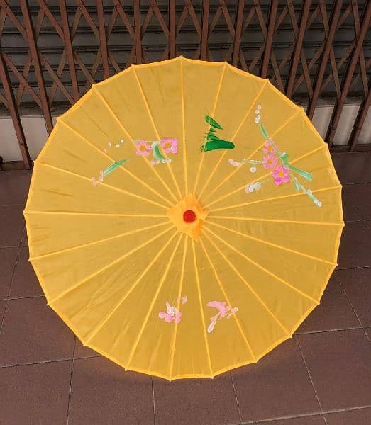 Chinese Wooden Umbrella- Fabric Bamboo Hand-painted - For decoration 6