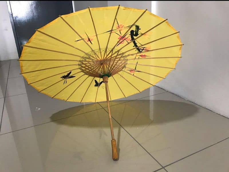 Chinese Wooden Umbrella- Fabric Bamboo Hand-painted - For decoration 7