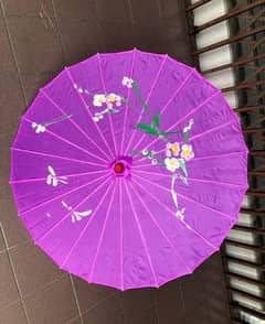 Chinese Wooden Umbrella- Fabric Bamboo Hand-painted - For decoration