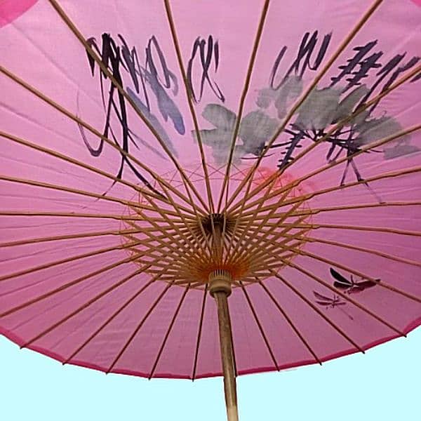 Chinese Wooden Umbrella- Fabric Bamboo Hand-painted - For decoration 10