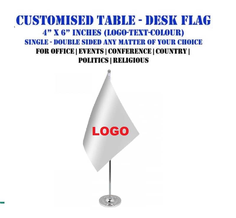 Outdoor Sports Flag | Indoor Logo Flag & Golden pole | Table Flag 13