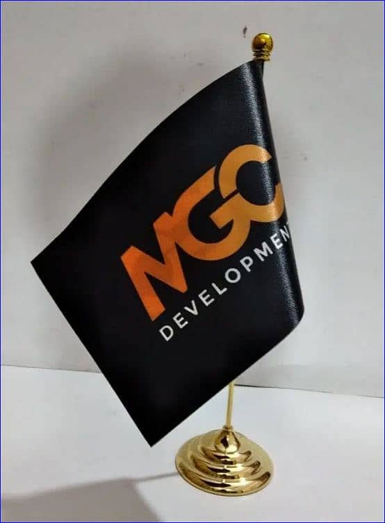 Indoor Logo Flag & Golden pole | Table Flag | Outdoor Company Flag 3
