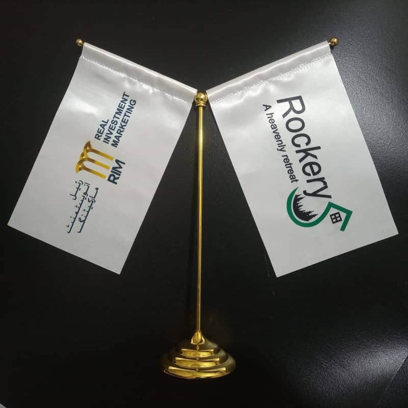 Indoor Logo Flag & Golden pole | Table Flag | Outdoor Company Flag 4