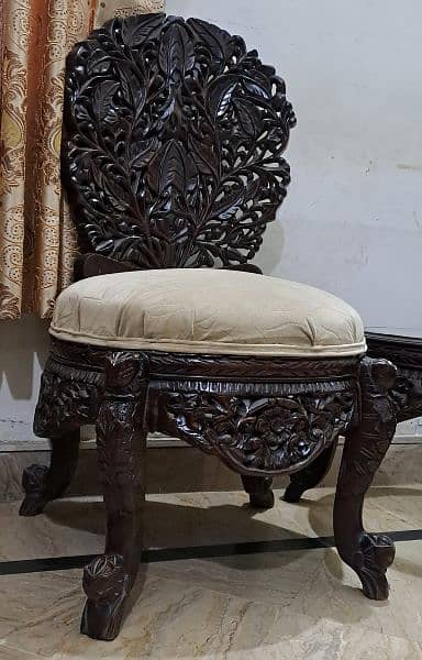 Antique Solied wood 2 Chairs and table 0"3"0"0"4"2"9"0"9"3"5 1