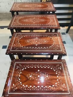 Nesting table set in sheeshum wood delivery in allfaisalabad available