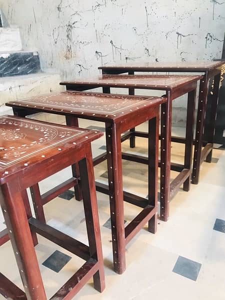 Nesting table set in sheeshum wood delivery in allfaisalabad available 1
