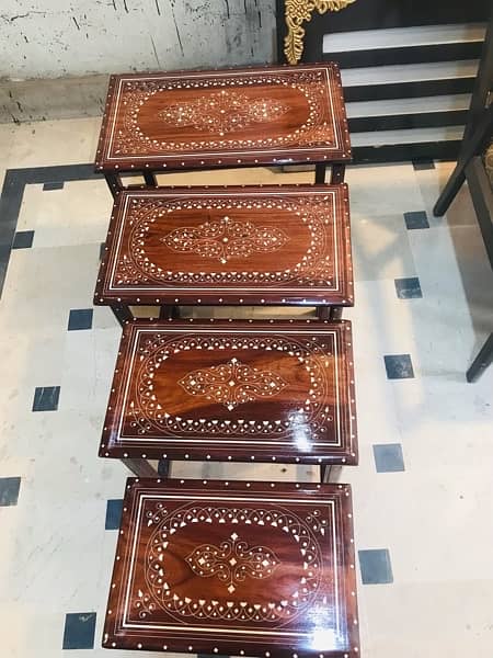Nesting table set in sheeshum wood delivery in allfaisalabad available 2