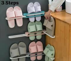 Self Adhesive Hole Free 3 Steps Foldable Slippers Holders