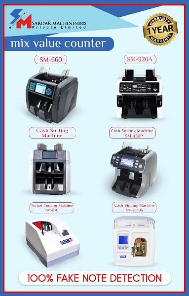 latest Cash currency note counting machine With Fake Detection SM No. 1 11