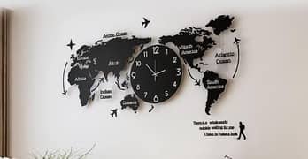 World Map Design MDF Wall Clock . . . Free Delivery