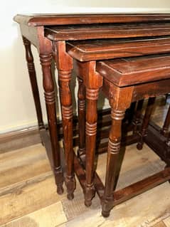Vintage Wooden Side Tables - Set of 4 Antique Beauties