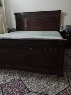 shesham wooden bed set table dressing table with 3 door wooden cuboard 0