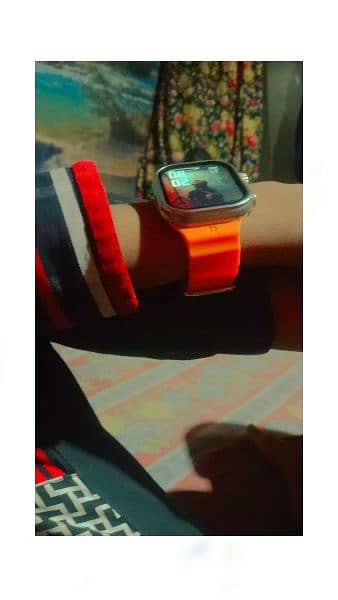smart watch s8 ultra with box charger 2 belt orange green 2