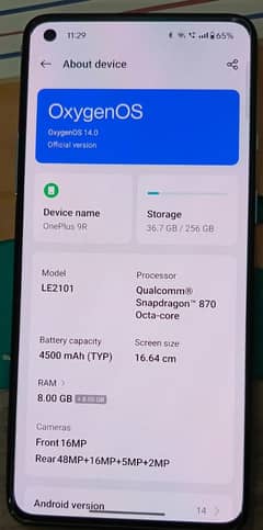 OnePlus 9R Global 8/256 Dual Sim, Just Box Open (Set+Box+Charger)