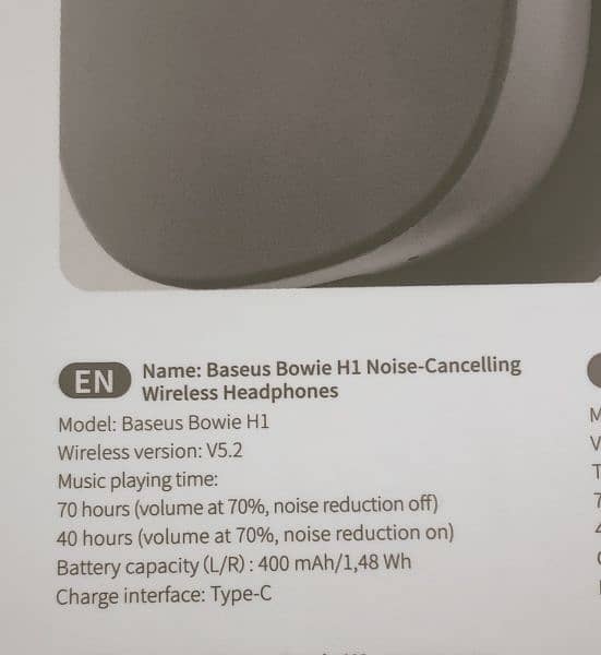 Baseus Headphones Bowei H1 with noise cancellation ( slightly used) 2