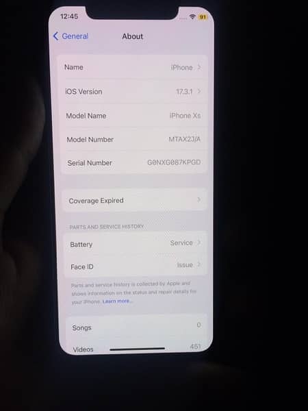 I phone xs battery service Face ID issue 64 gB 2