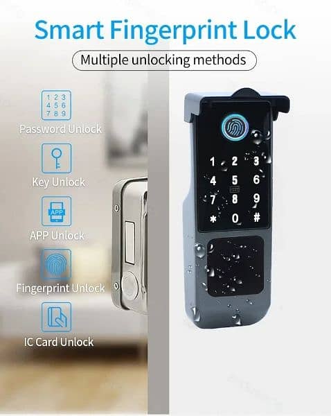 Smart Wifi Fingerprint wooden, glass door lock 16