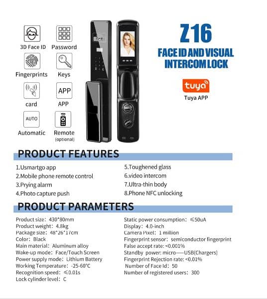 Smart Wifi Fingerprint wooden,  glass door lock 16