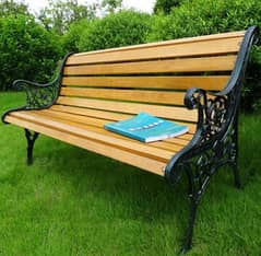 Park Outdoor Benches, Garden Patio Diecast Iron and wooden bench