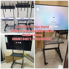 lcd tv led t floor stand with wheels wall mount attached 0