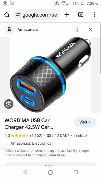 type C+USB car charger 42.5w Max 1