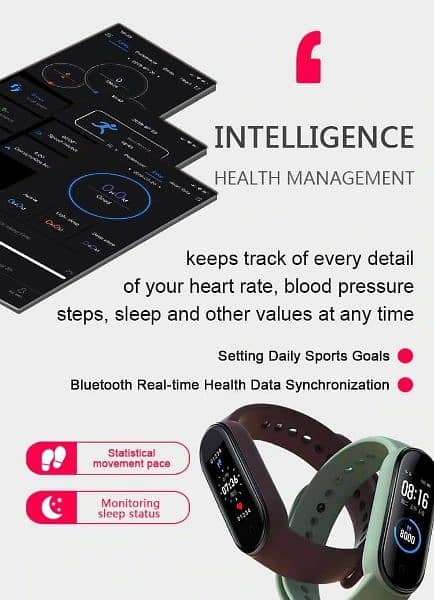 M5 Smart Watch Music Payback Bluetooth Blood Pressure Waterproof 4