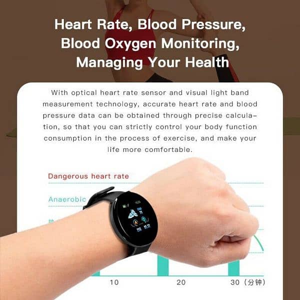 D18 Heart Rate Blood Pressure Smartwatch Color Screen Fitness Tracker 1