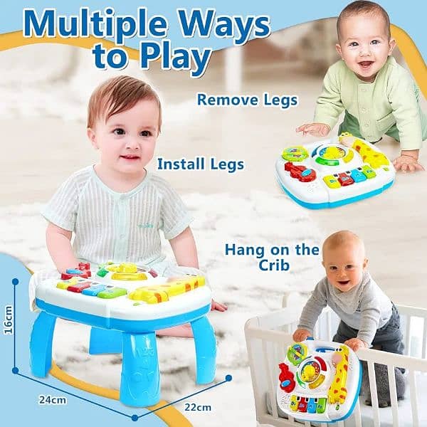HERSITY Baby Toys Musical Learning Table, Activity Table for Babies 3