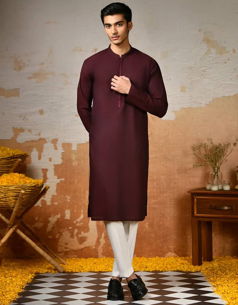 Premium maroon kurta+ cotton  trouser (unstitched) 1