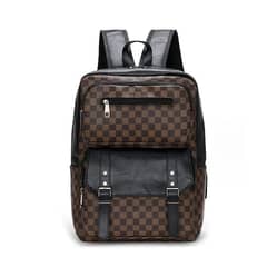 Checkered Leather Backpack 0