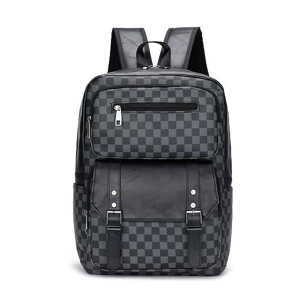 Checkered Leather Backpack 1