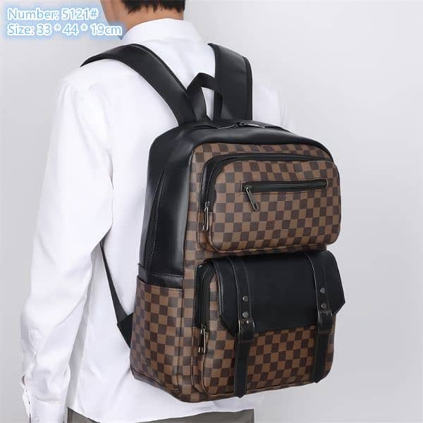 Checkered Leather Backpack 3