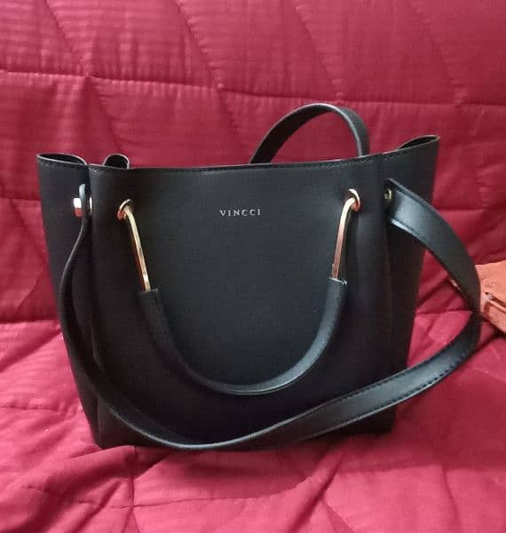 Original Vincie black leather 3 way high quality women's bag 6