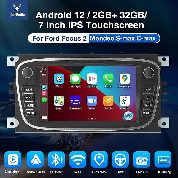 MONDEO MK4 ANDROID 12 CAR LCD 7" SCREEN GPS WIFI RADIO CAMERA 1