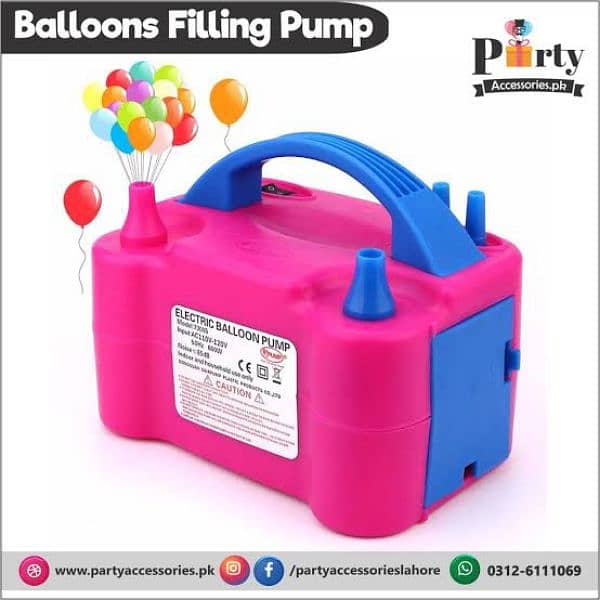 Electric Air Balloon Pump, 220V 600W Rose Red Portable Dual Nozzle 1