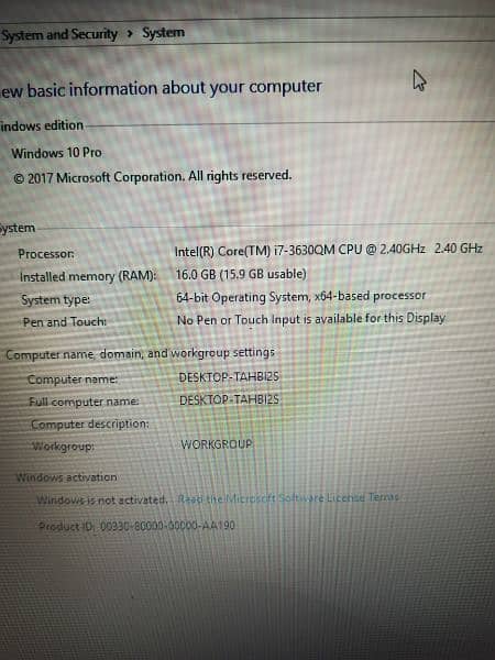 Toshiba core i7 16 GB ram 1TB hard 5
